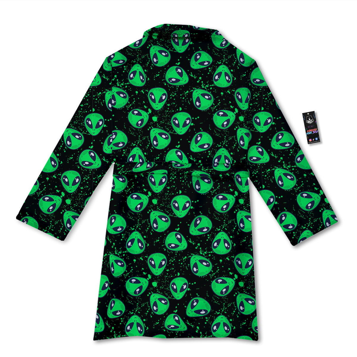 Alien Face Green Print Pattern Bathrobe-grizzshop