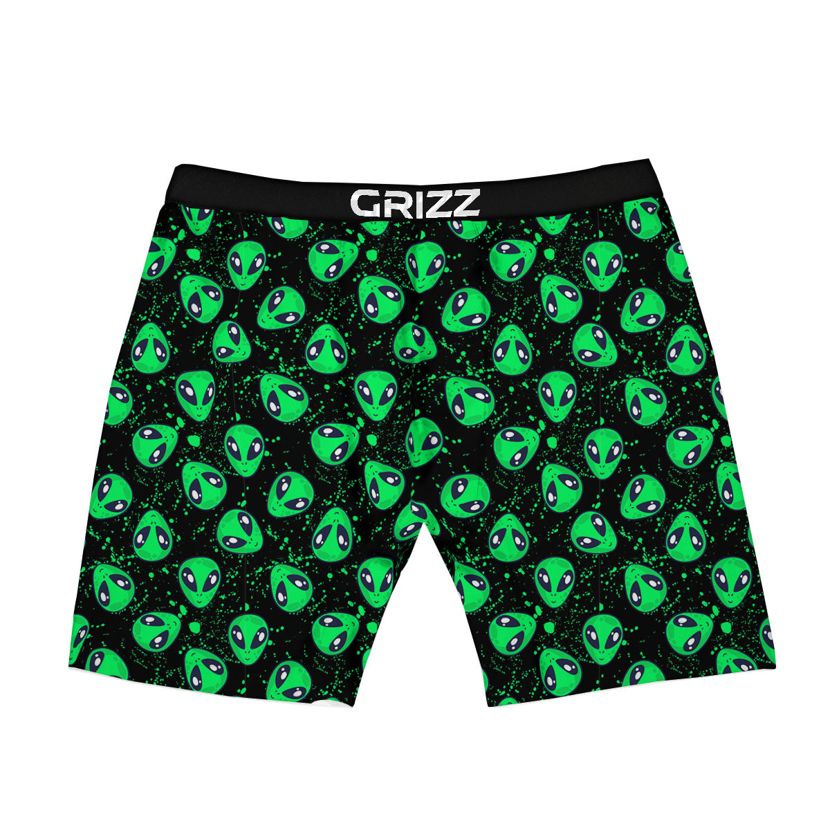 Alien Face Green Print Pattern Boxer Briefs-grizzshop