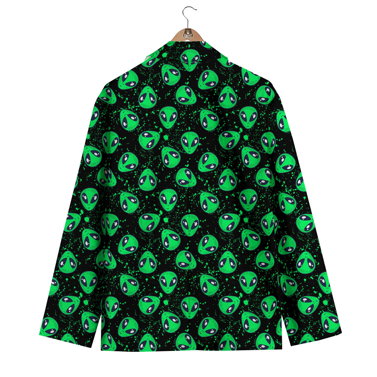 Alien Face Green Print Pattern Men's Blazer-grizzshop