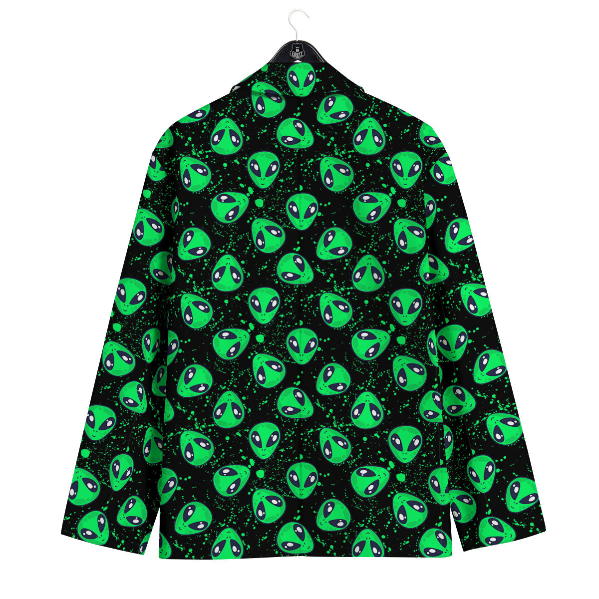 Alien Face Green Print Pattern Men's Sport Coat-grizzshop