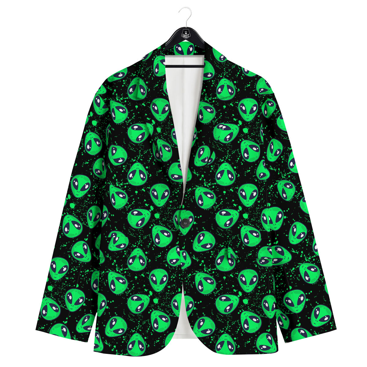 Alien Face Green Print Pattern Men's Sport Coat-grizzshop