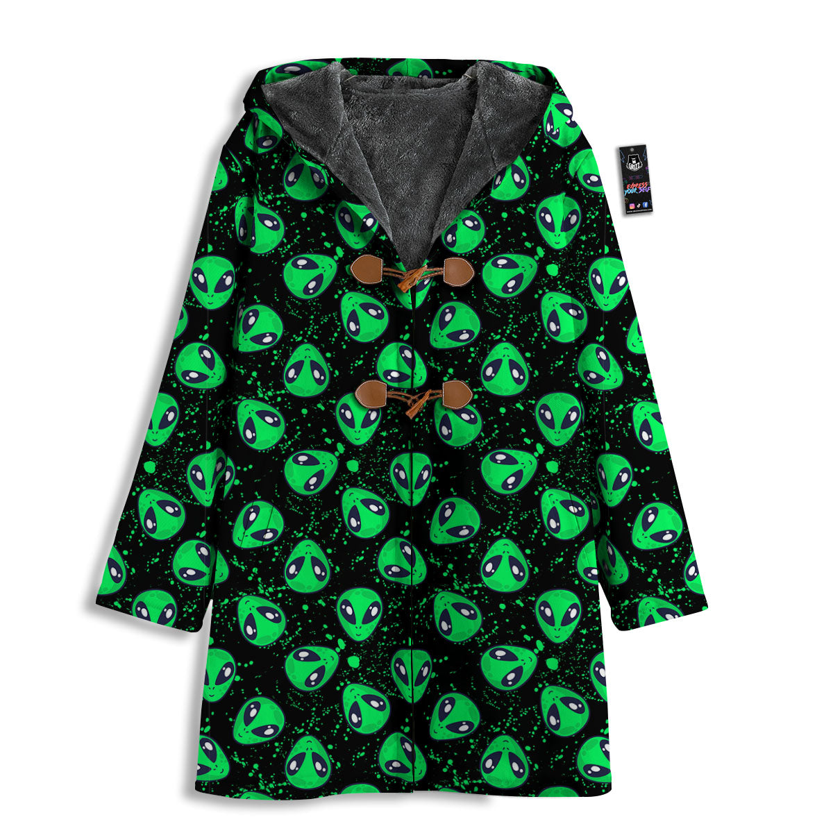 Alien Face Green Print Pattern Men's Windbreaker Jacket-grizzshop
