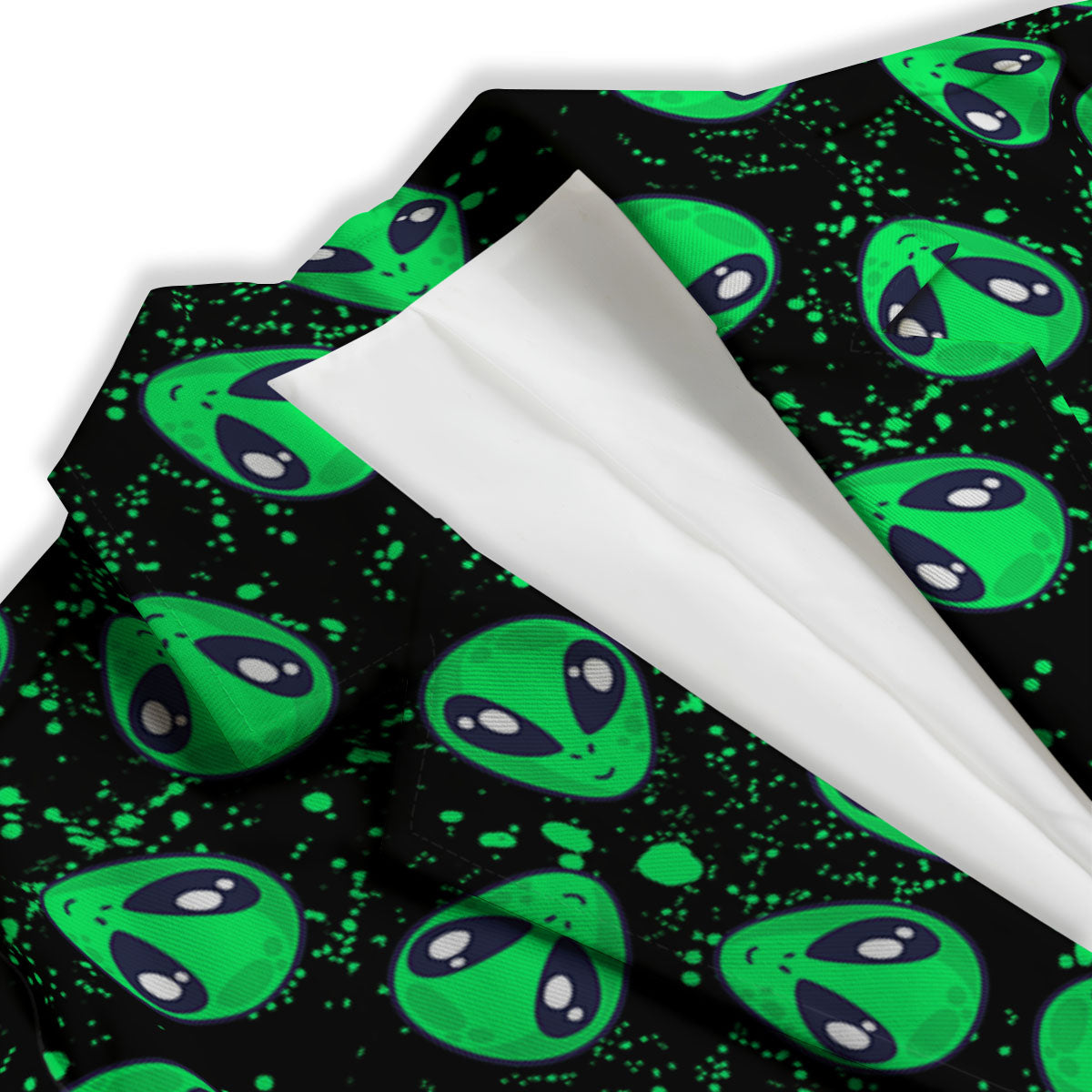 Alien Face Green Print Pattern Women's Blazer-grizzshop