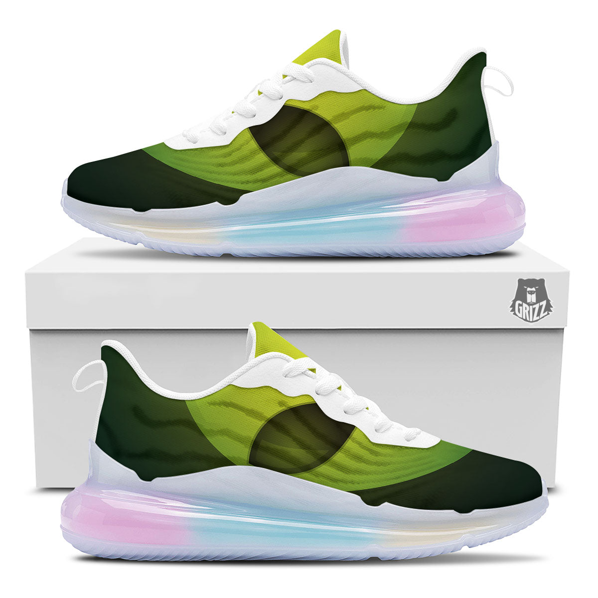 Alien Face Green Print Running Sneakers-grizzshop