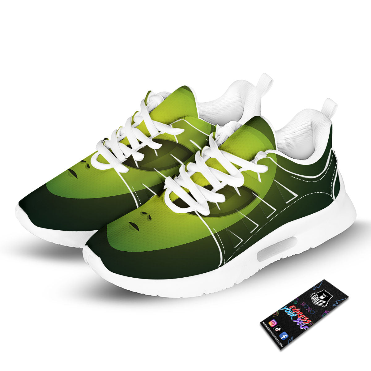Alien Face Green Print Tennis Shoes-grizzshop