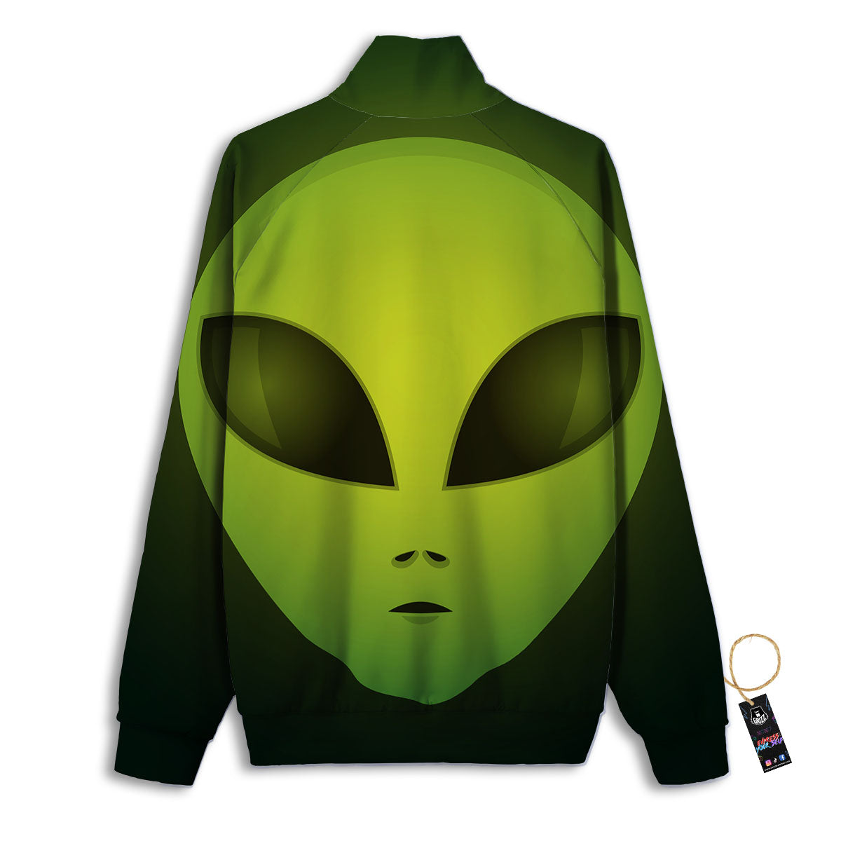 Alien Face Green Print Track Jacket-grizzshop