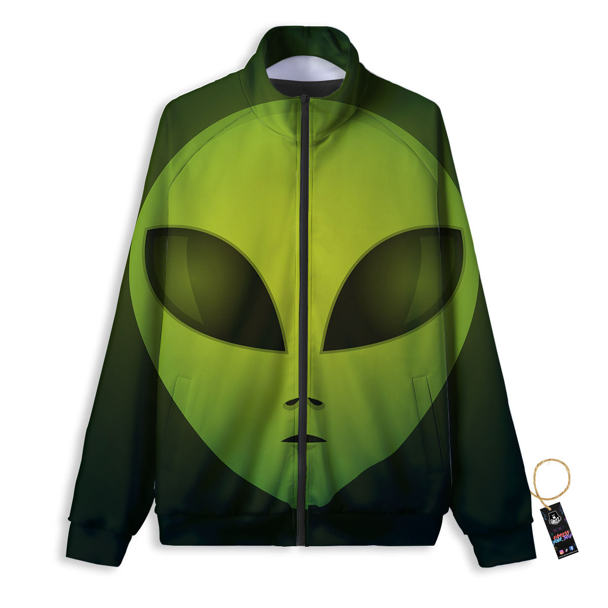 Alien Face Green Print Track Jacket-grizzshop