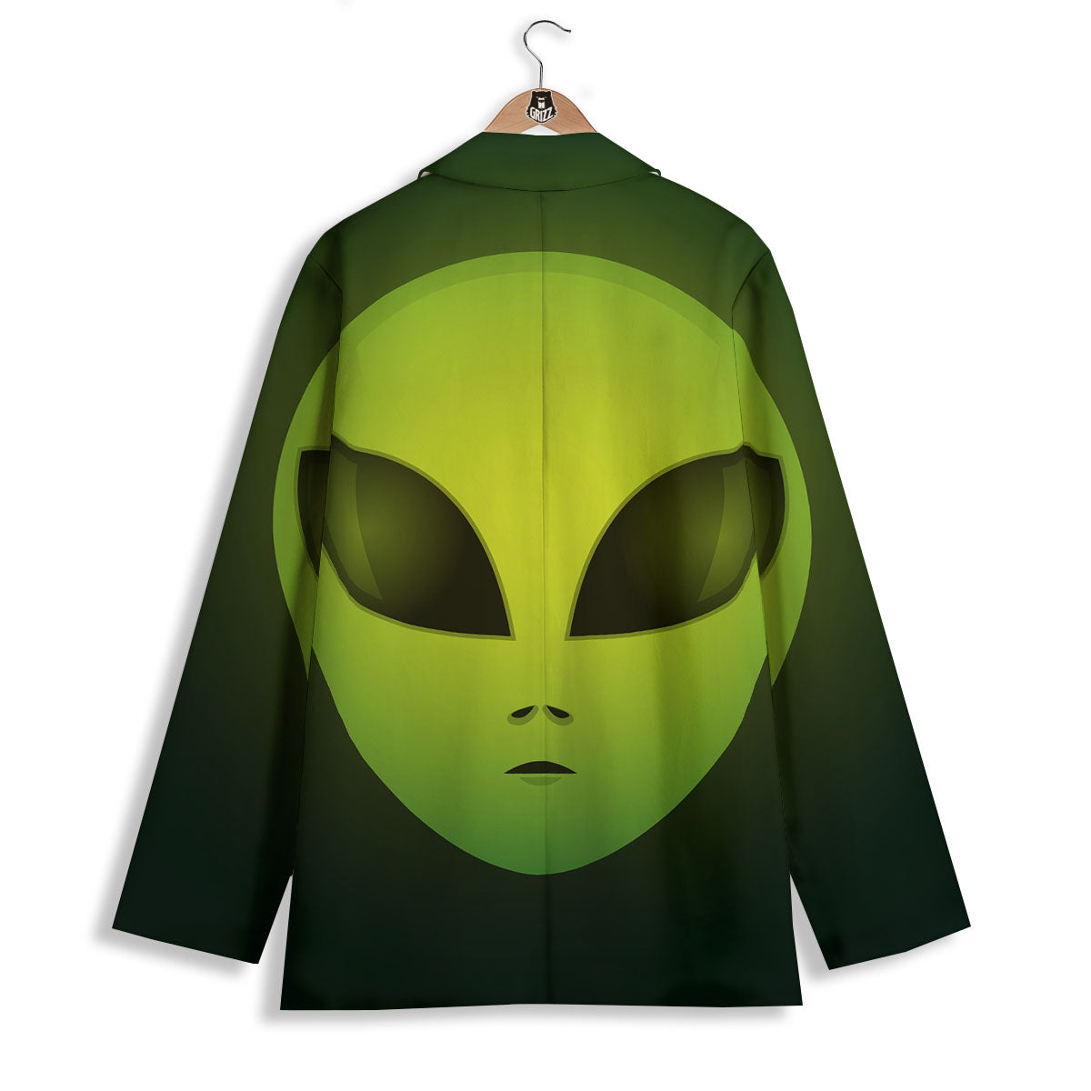 Alien Face Green Print Women's Blazer-grizzshop