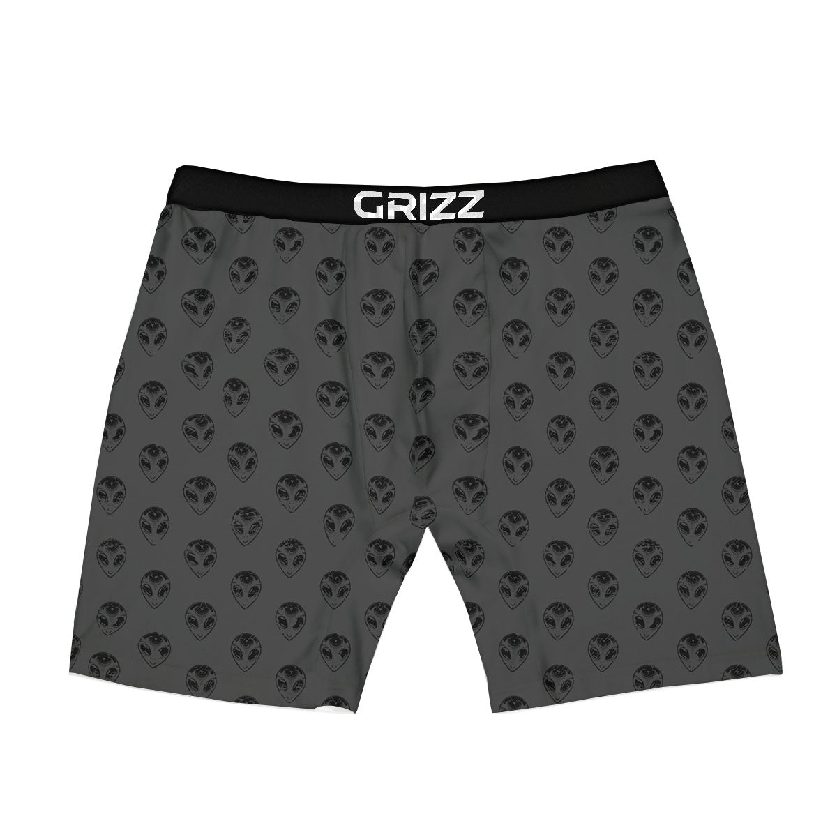 Alien Face Grey Print Pattern Boxer Briefs-grizzshop