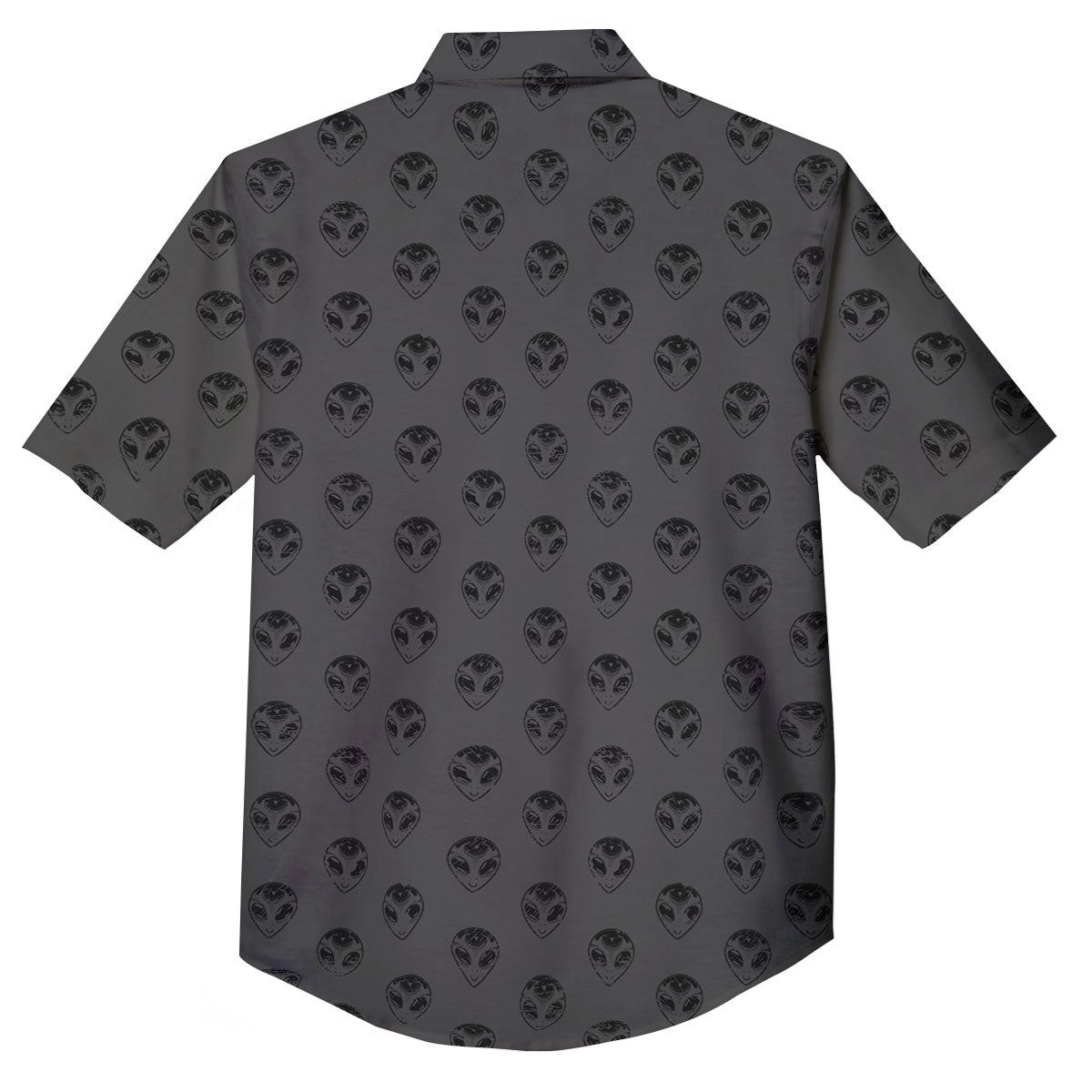 Alien Face Grey Print Pattern Button Up Shirt-grizzshop