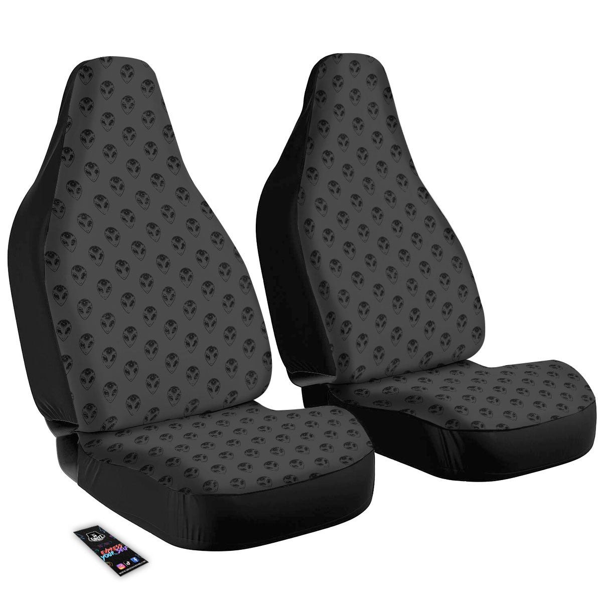 Alien Face Grey Print Pattern Car Seat Covers-grizzshop