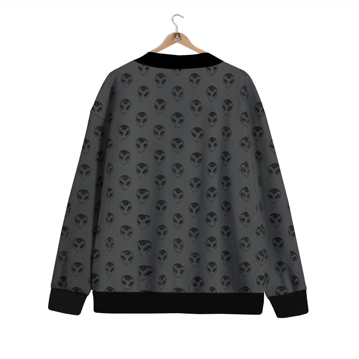 Alien Face Grey Print Pattern Cardigan-grizzshop