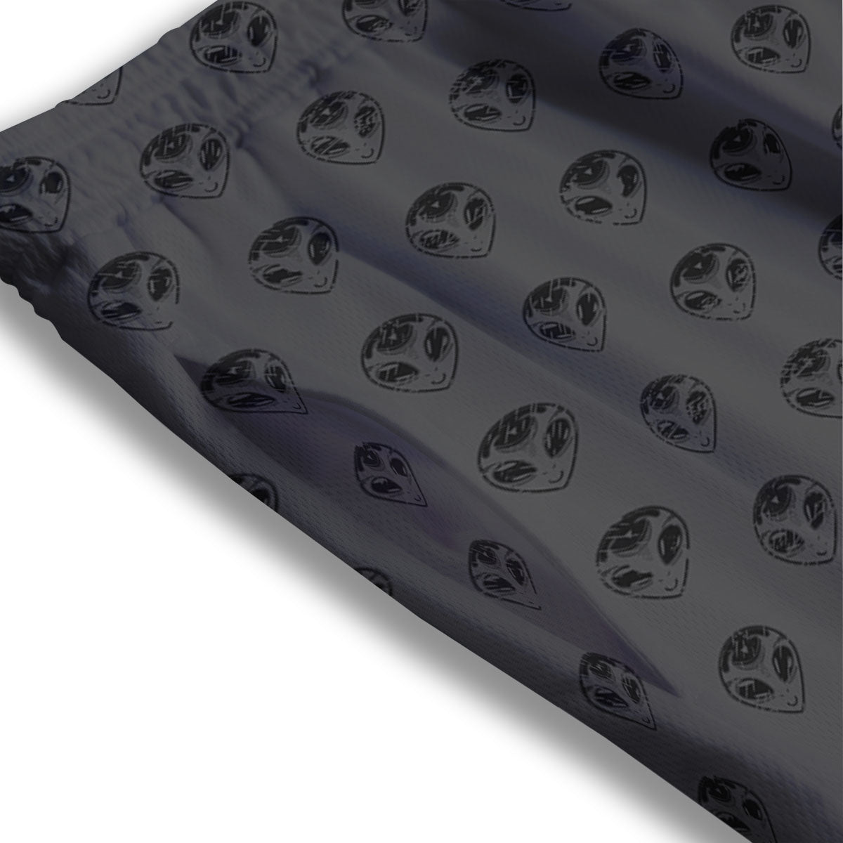 Alien Face Grey Print Pattern Mesh Shorts