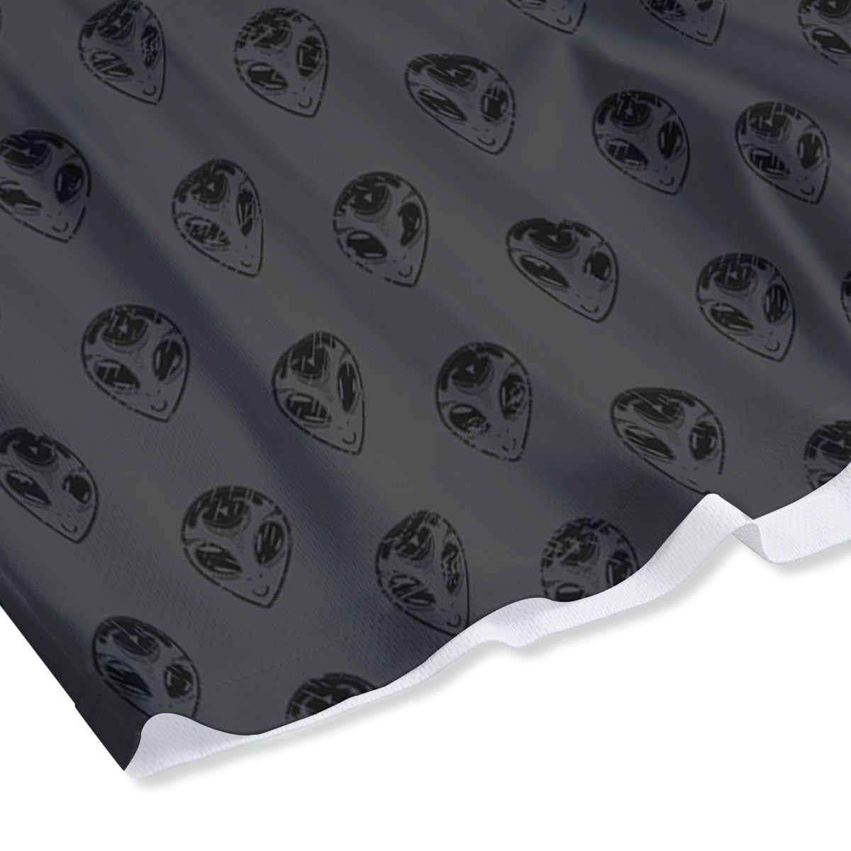 Alien Face Grey Print Pattern Mesh Shorts