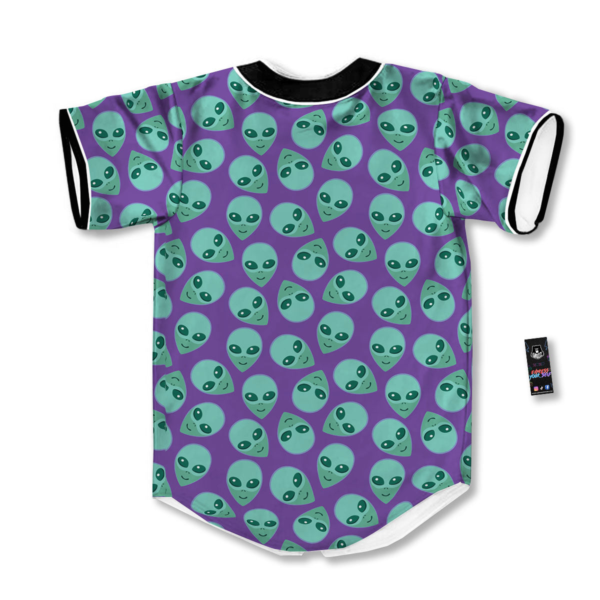 Alien Face Purple Print Pattern Baseball Jersey-grizzshop