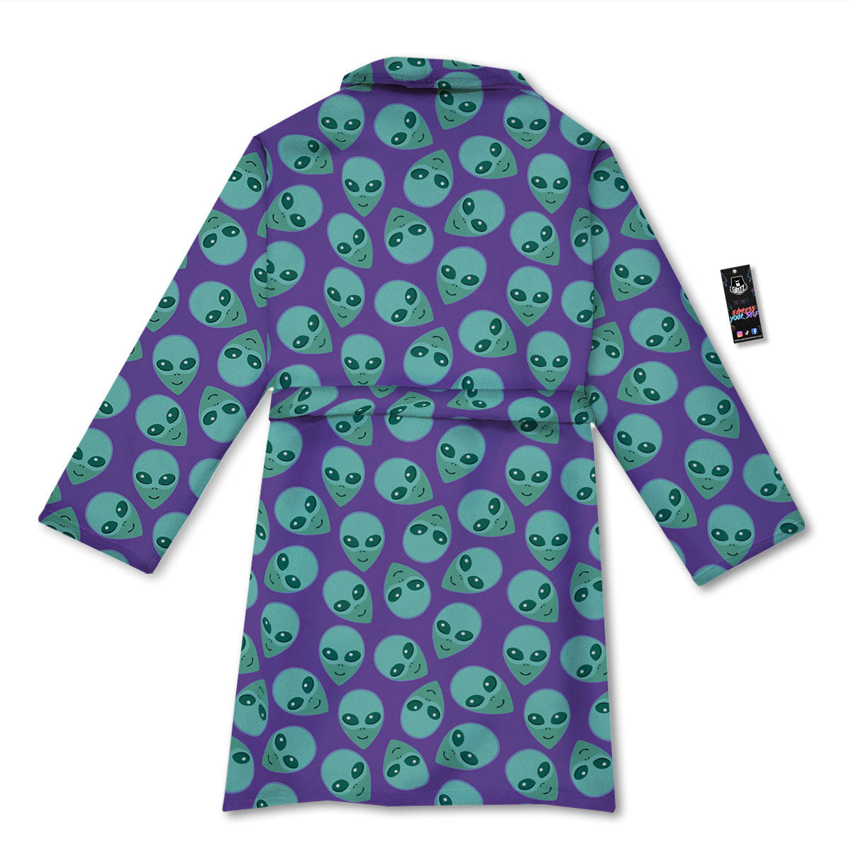 Alien Face Purple Print Pattern Bathrobe-grizzshop