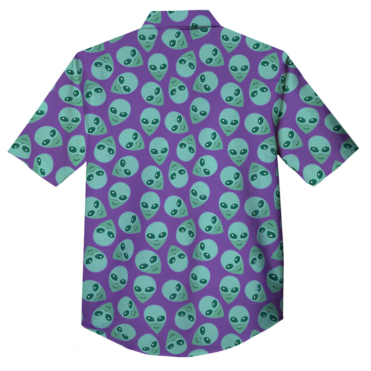 Alien Face Purple Print Pattern Button Up Shirt-grizzshop