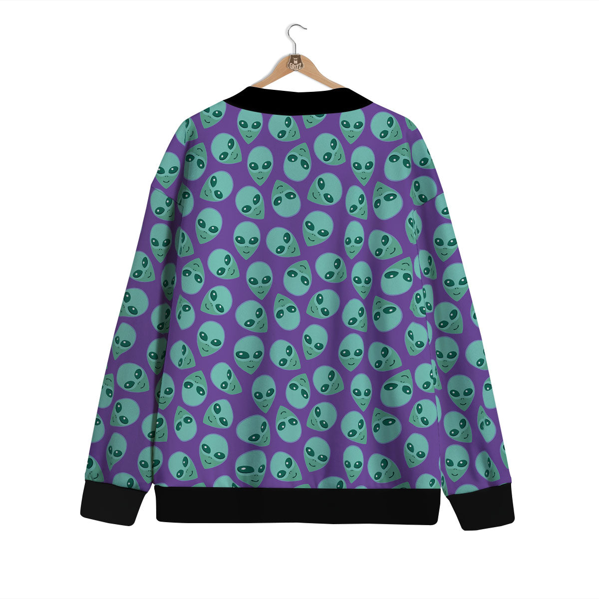 Alien Face Purple Print Pattern Cardigan-grizzshop
