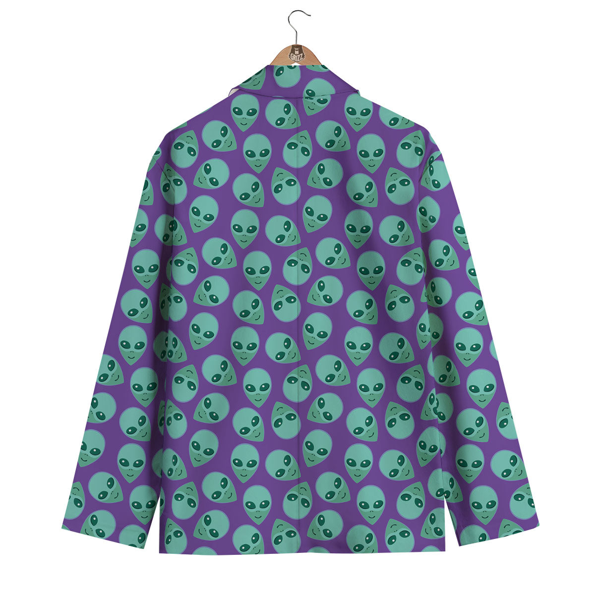 Alien Face Purple Print Pattern Men's Blazer-grizzshop