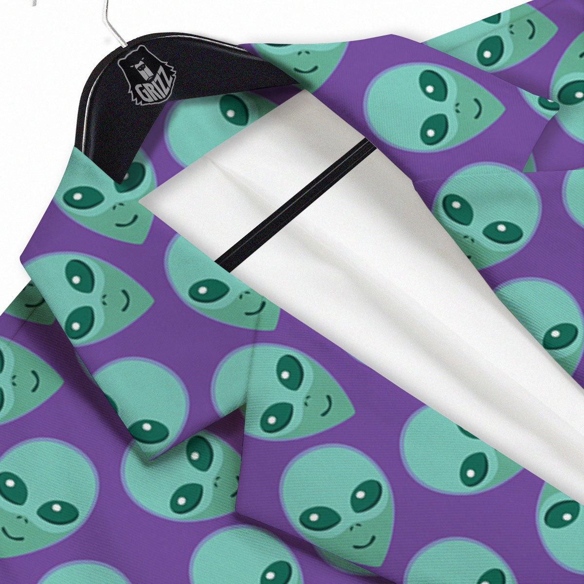Alien Face Purple Print Pattern Men's Sport Coat-grizzshop