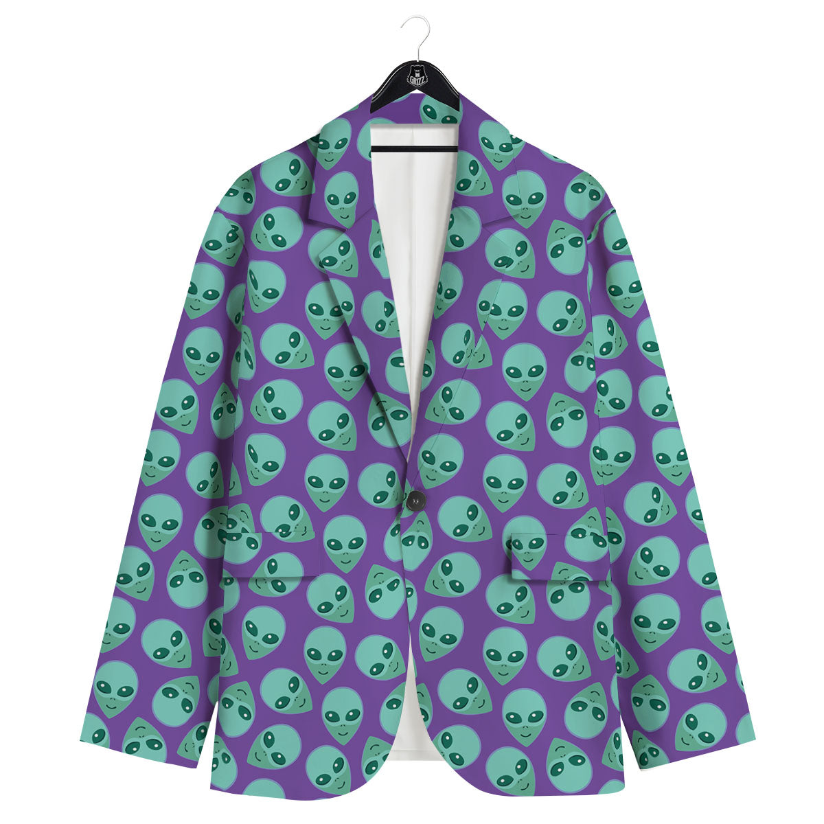 Alien Face Purple Print Pattern Men's Sport Coat-grizzshop