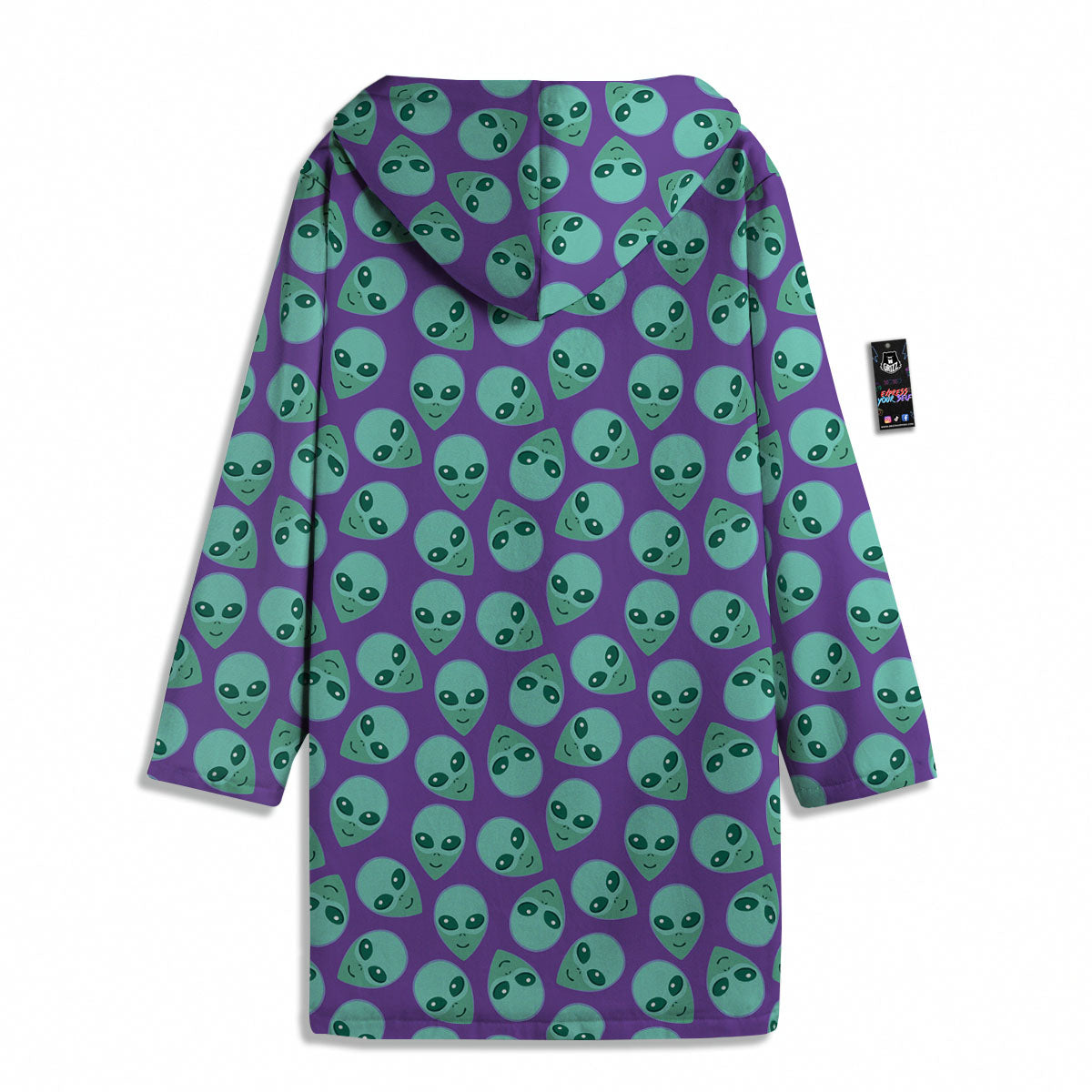 Alien Face Purple Print Pattern Men's Windbreaker Jacket-grizzshop