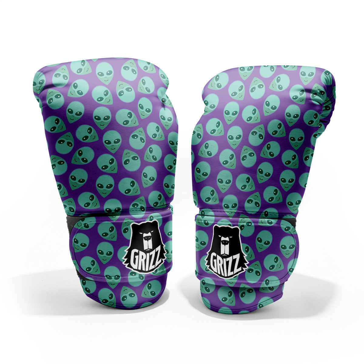 Alien Face Purple Print Pattern Pro Boxing Glove