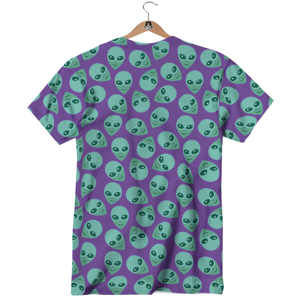 Alien Face Purple Print Pattern T-Shirt-grizzshop