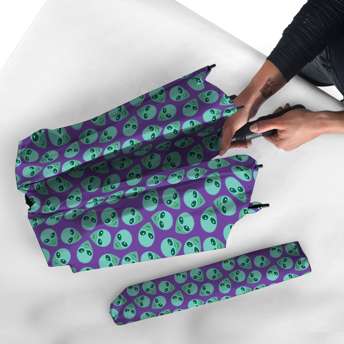 Alien Face Purple Print Pattern Umbrella-grizzshop