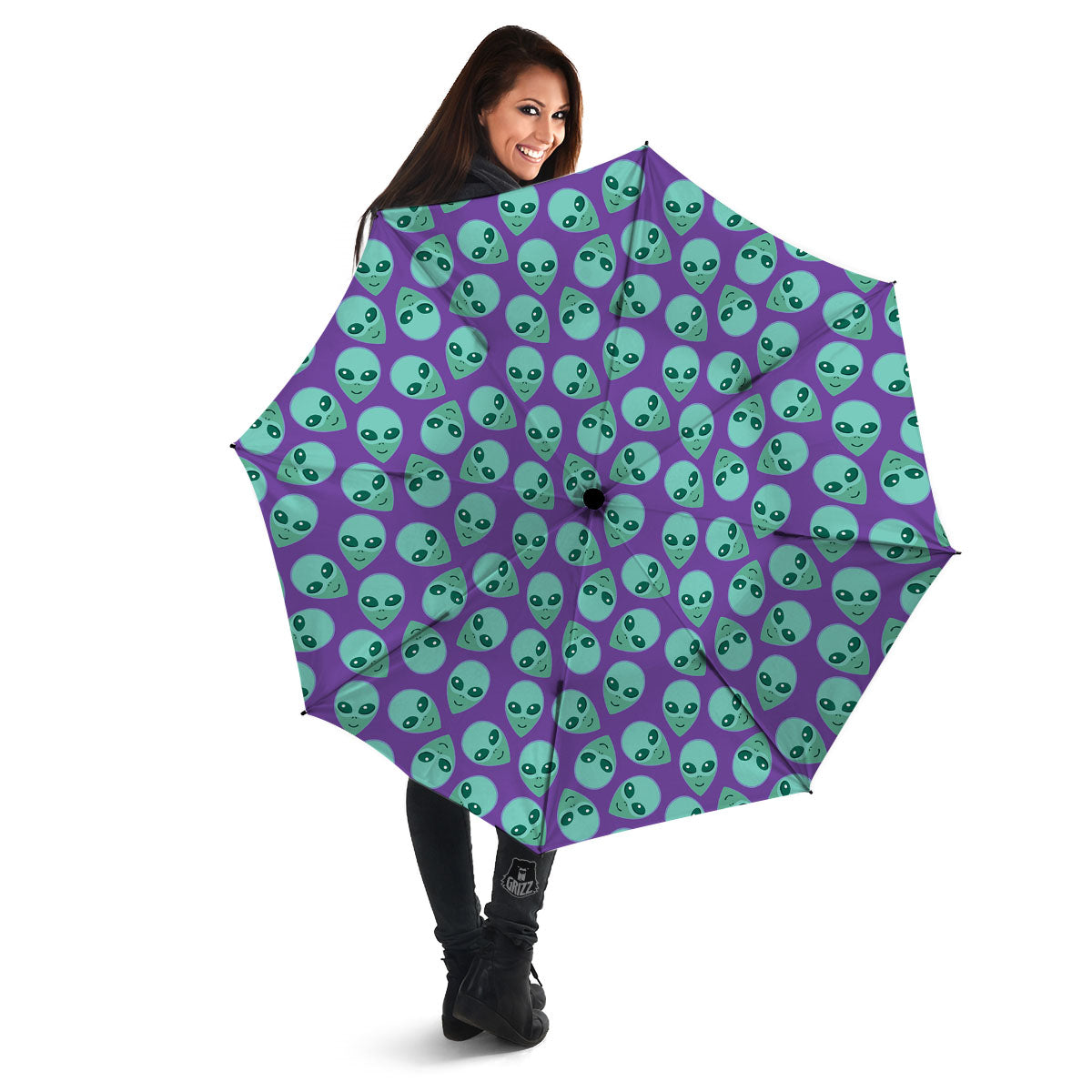 Alien Face Purple Print Pattern Umbrella-grizzshop