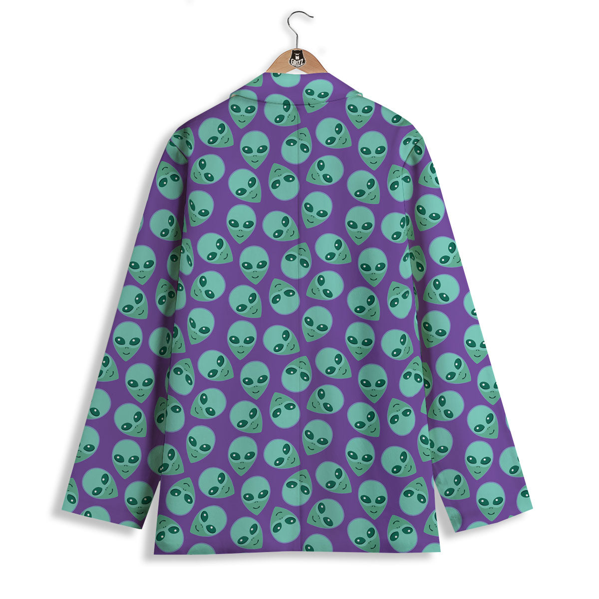 Alien Face Purple Print Pattern Women's Blazer-grizzshop