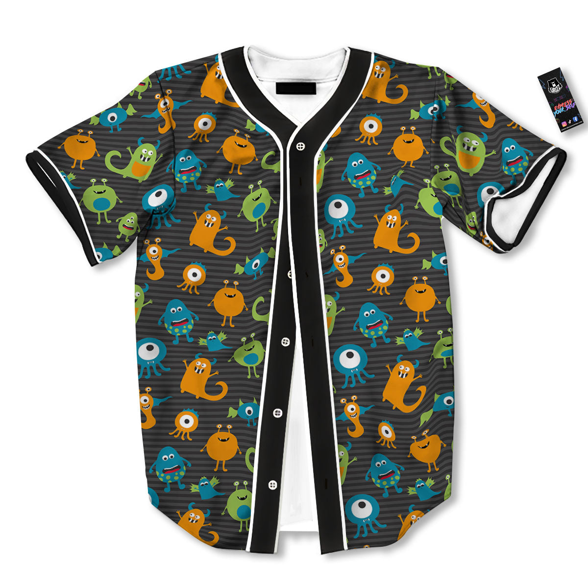 Alien Grey Striped Print Pattern Baseball Jersey-grizzshop