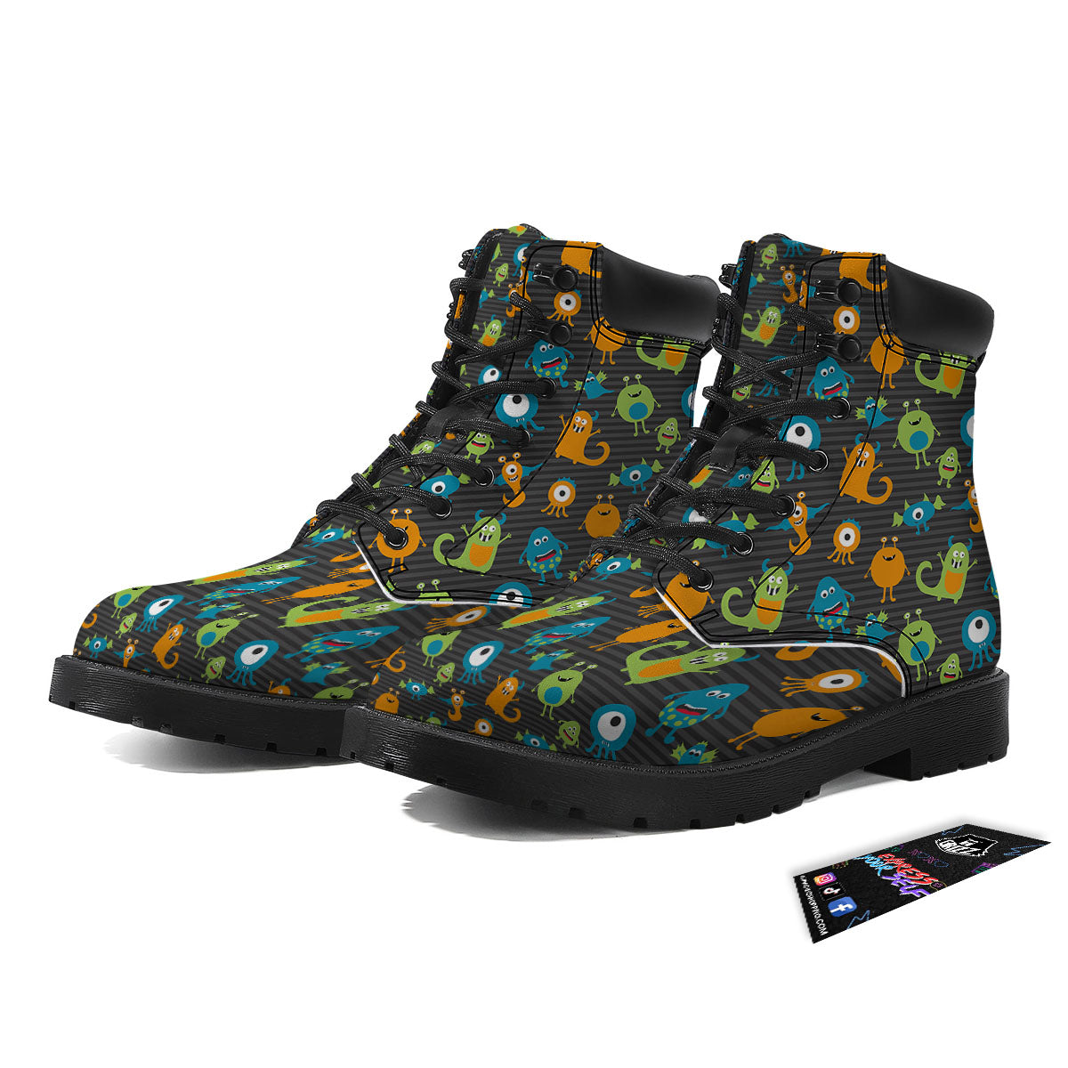 Alien Grey Striped Print Pattern Boots-grizzshop