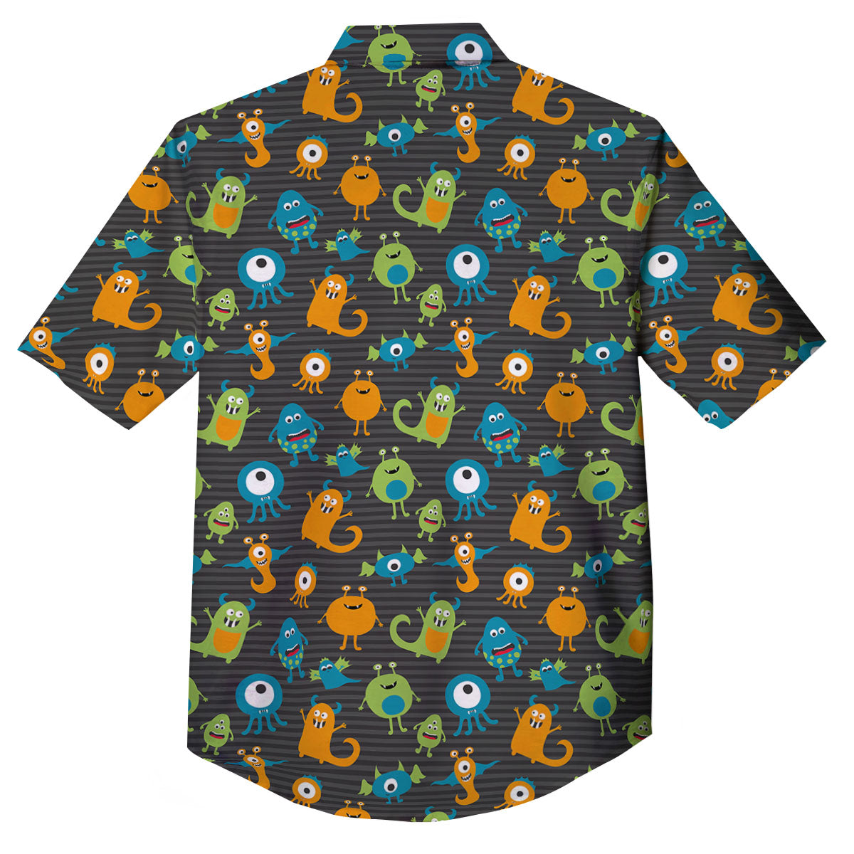 Alien Grey Striped Print Pattern Button Up Shirt-grizzshop