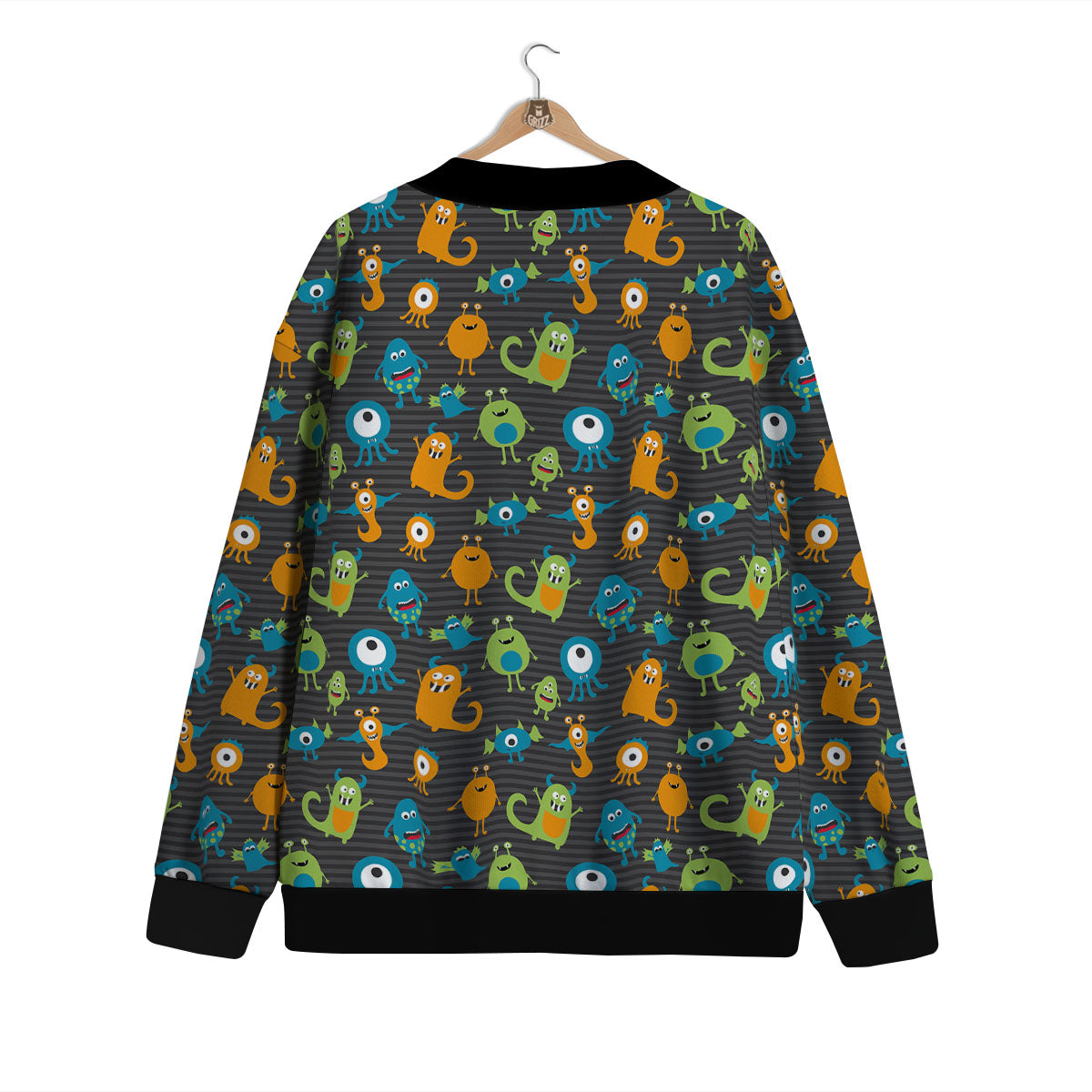 Alien Grey Striped Print Pattern Cardigan-grizzshop