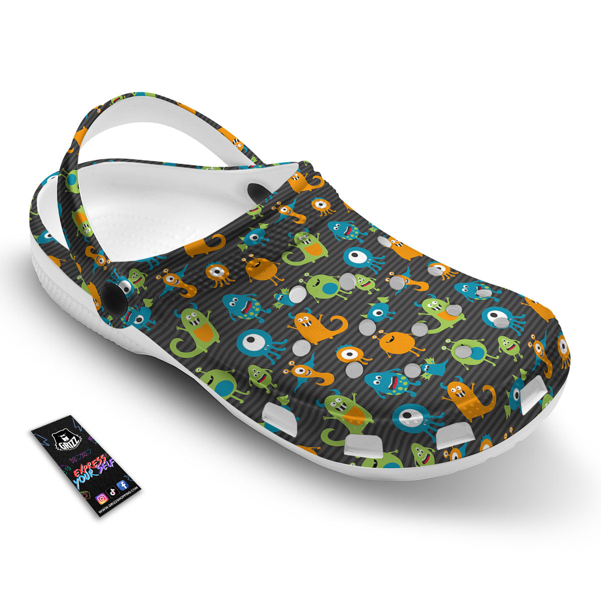 Alien Grey Striped Print Pattern Clog-grizzshop