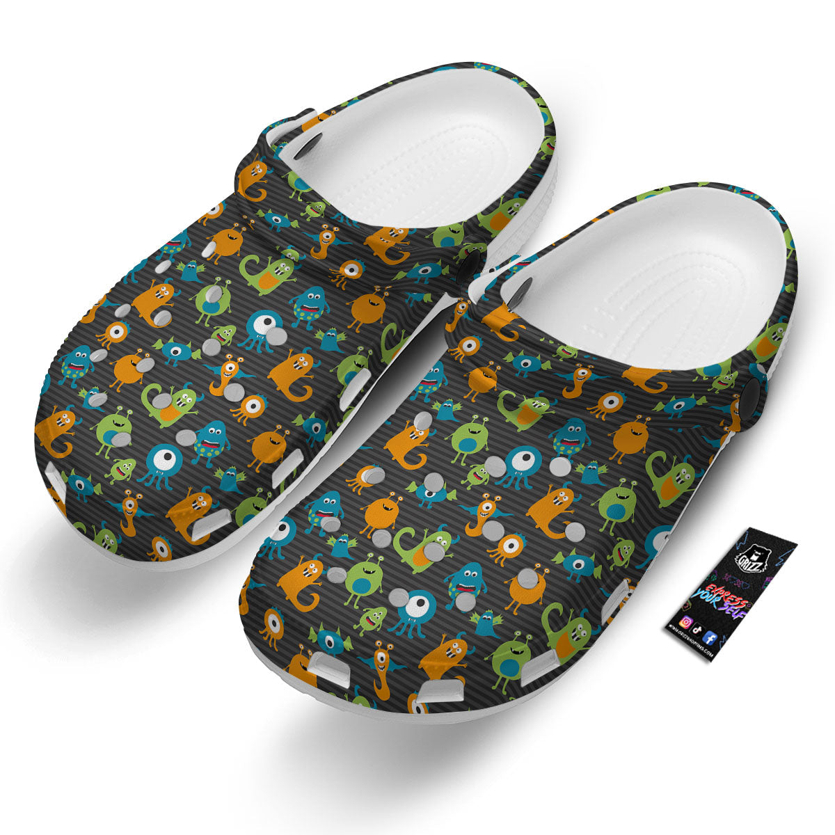 Alien Grey Striped Print Pattern Clog-grizzshop