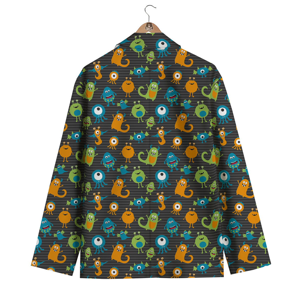 Alien Grey Striped Print Pattern Men's Blazer-grizzshop