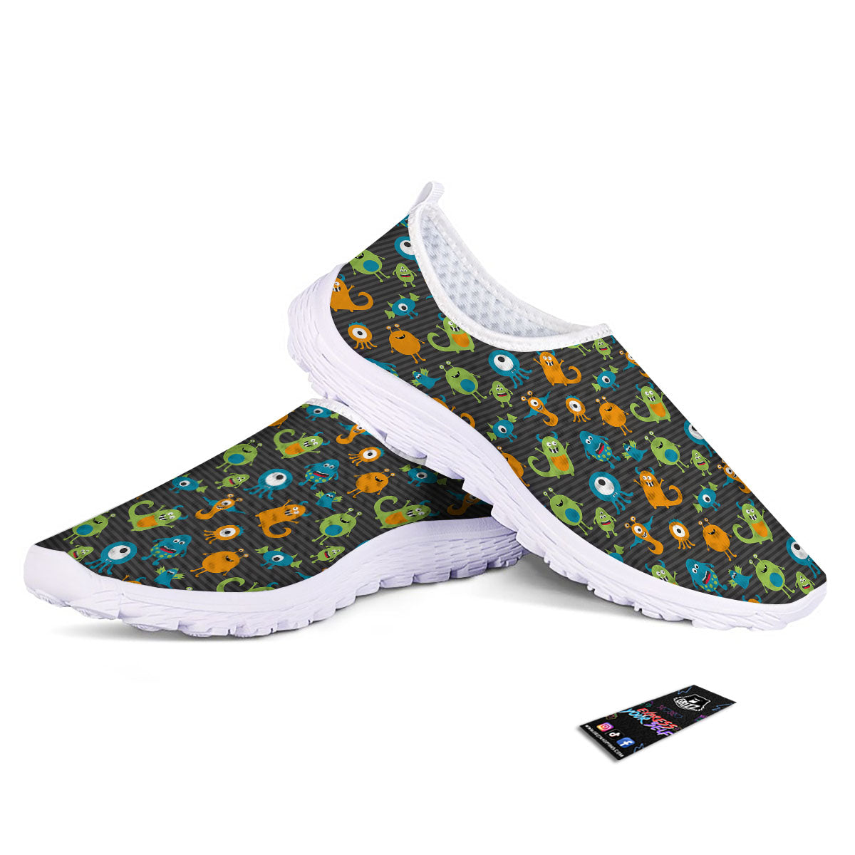 Alien Grey Striped Print Pattern Nurse Shoes-grizzshop