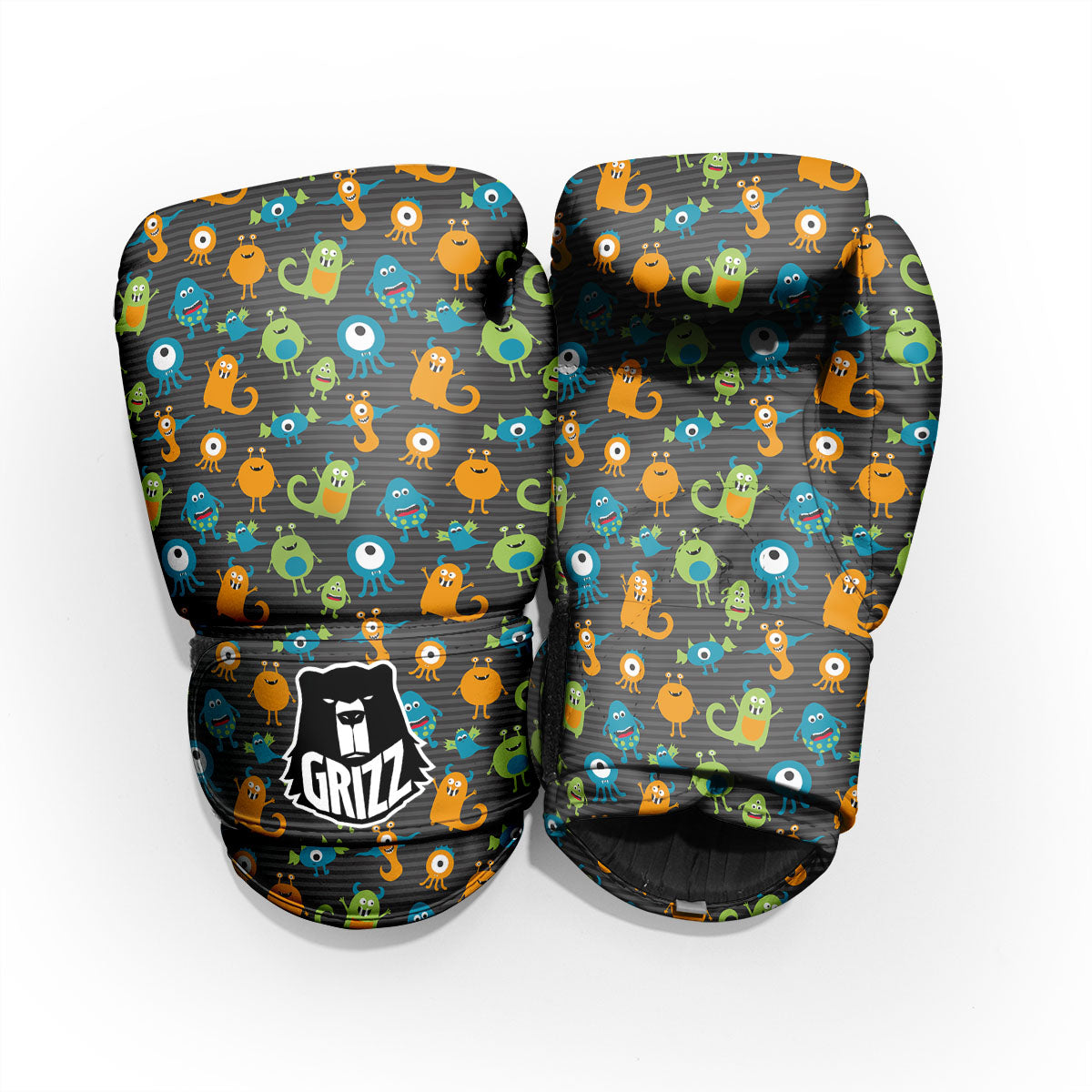 Alien Grey Striped Print Pattern Pro Boxing Glove