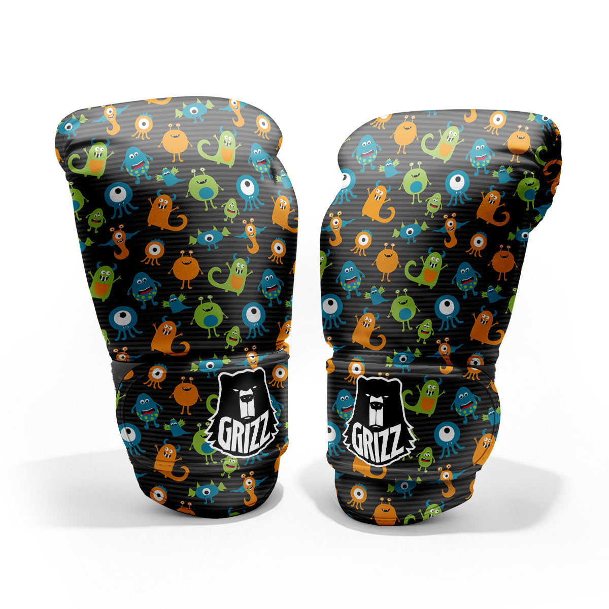 Alien Grey Striped Print Pattern Pro Boxing Glove