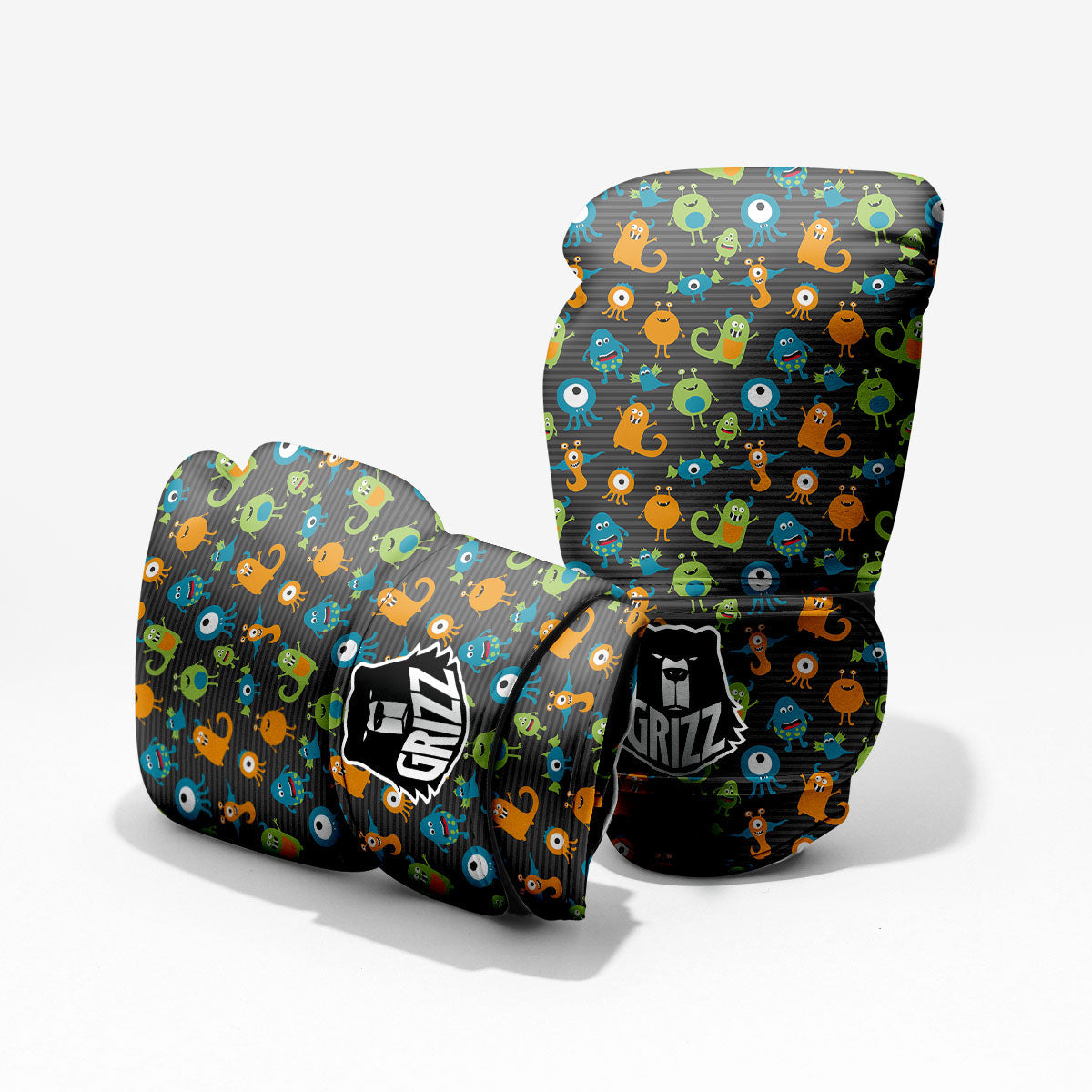Alien Grey Striped Print Pattern Pro Boxing Glove