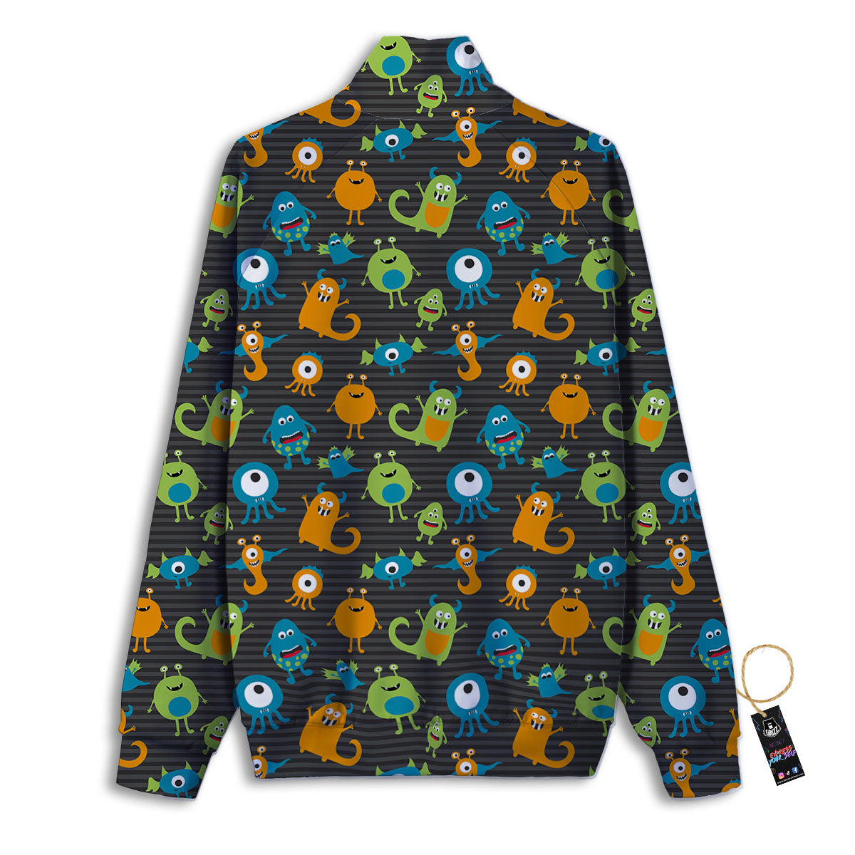 Alien Grey Striped Print Pattern Track Jacket-grizzshop