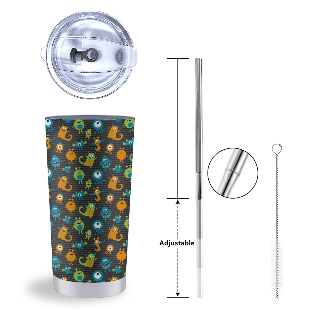 Alien Grey Striped Print Pattern Tumbler-grizzshop