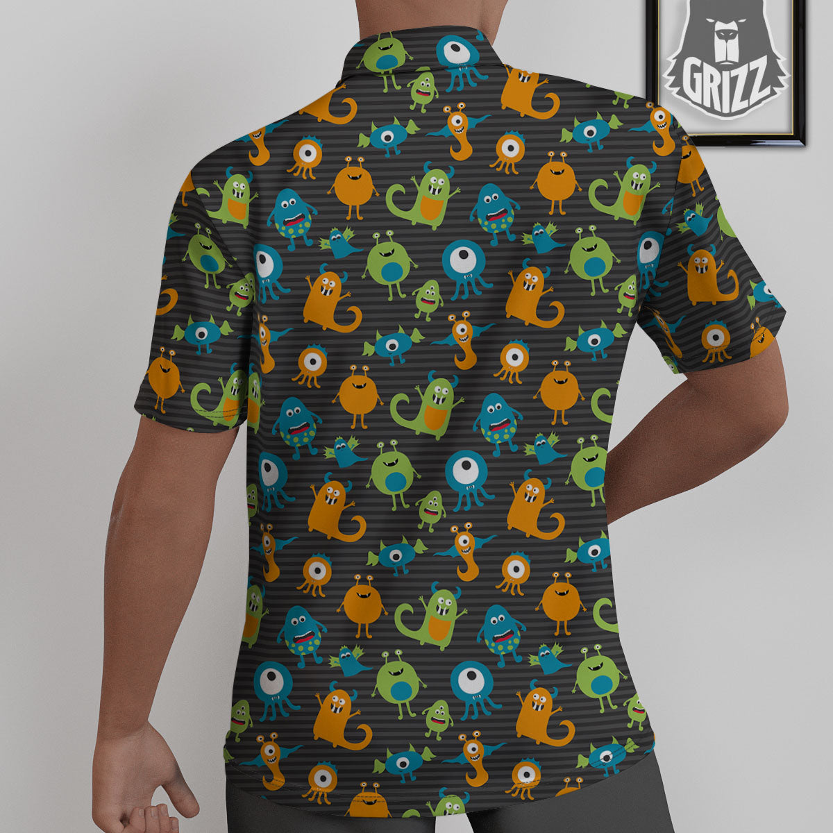 Alien Grey Striped Print Pattern Untucked Shirts-grizzshop