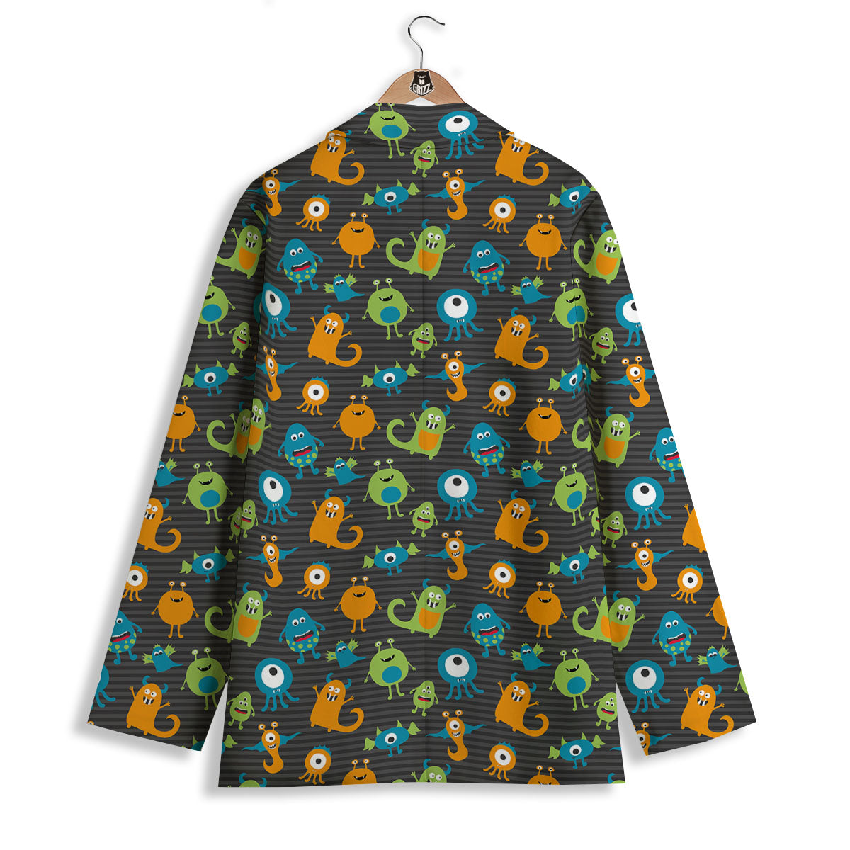 Alien Grey Striped Print Pattern Women's Blazer-grizzshop
