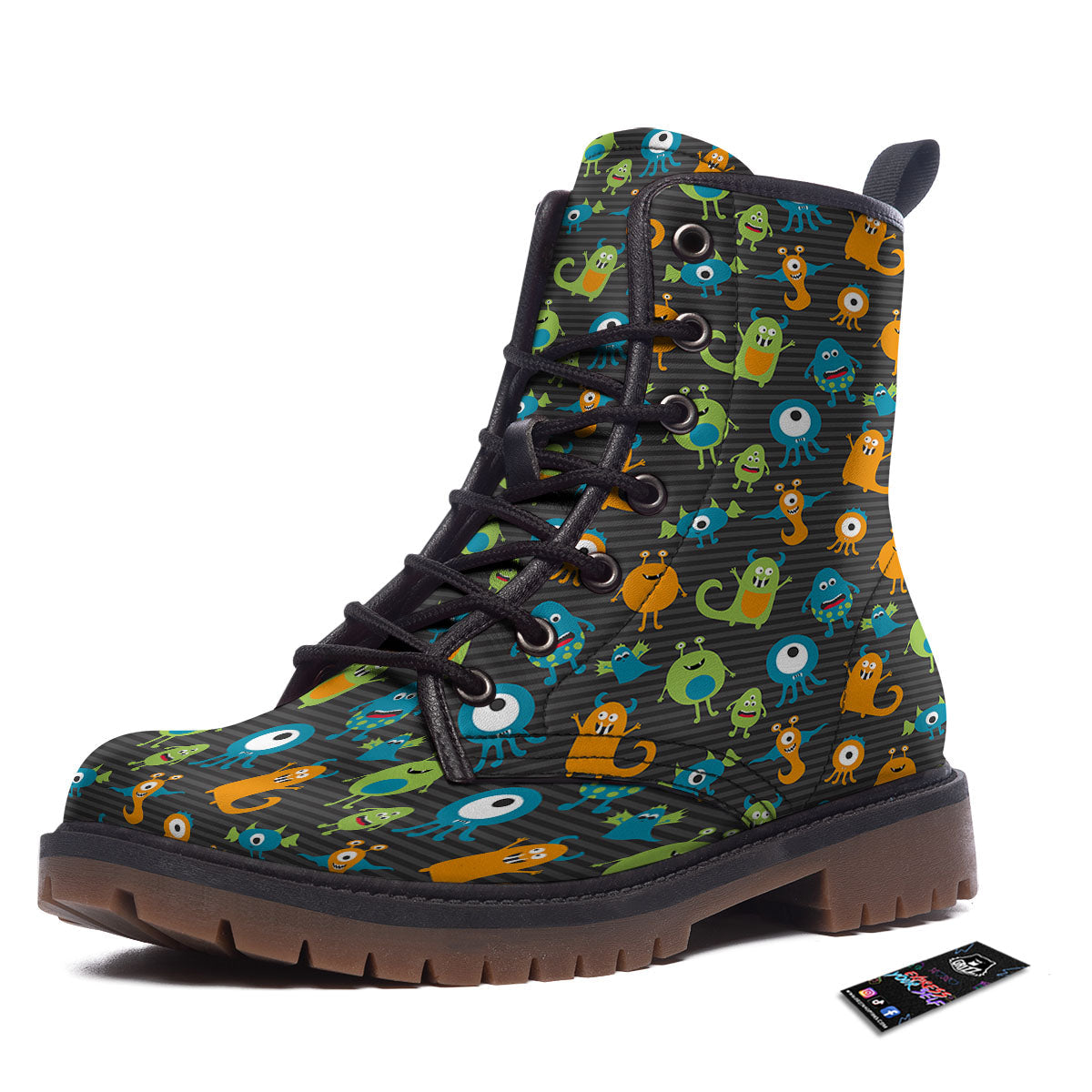 Alien Grey Striped Print Pattern Work Boots-grizzshop