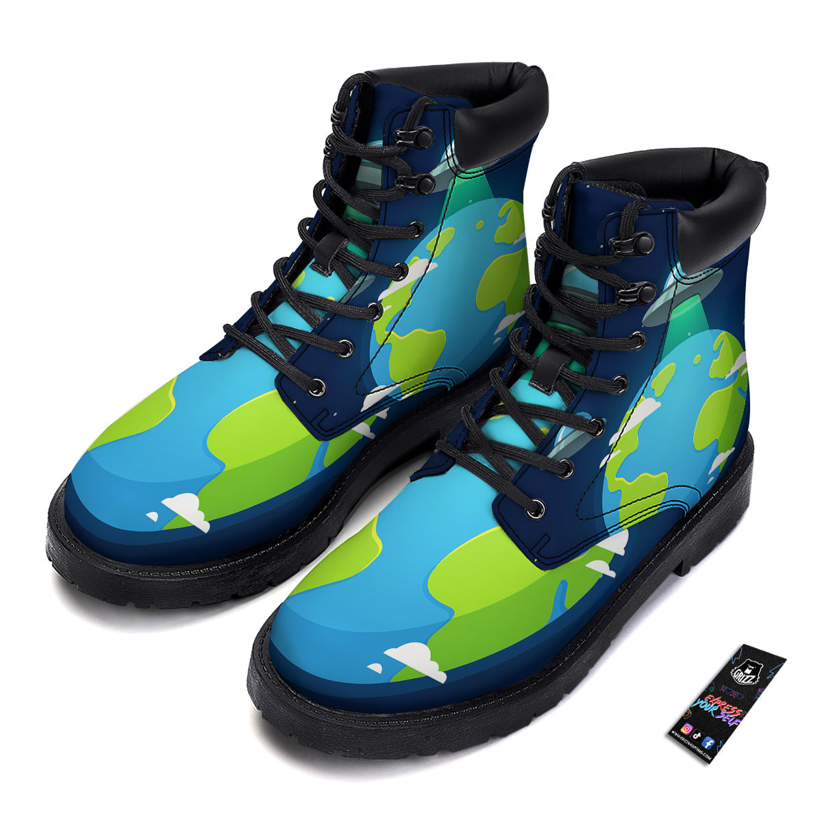 Alien Invasion And Earth Print Boots-grizzshop