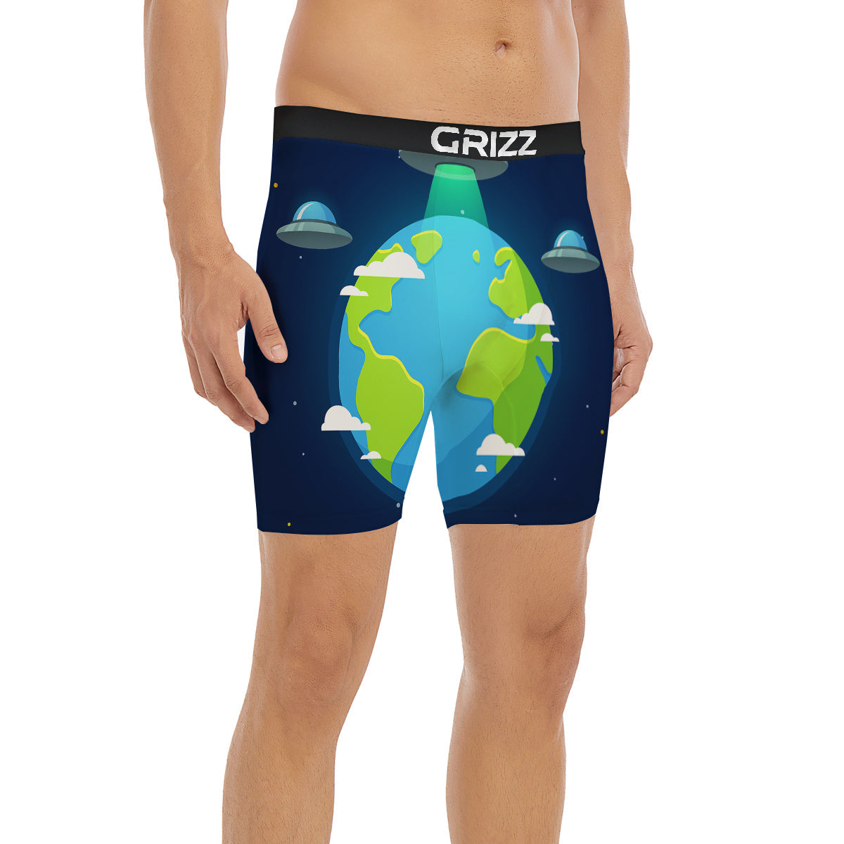 Alien Invasion And Earth Print Boxer Briefs-grizzshop