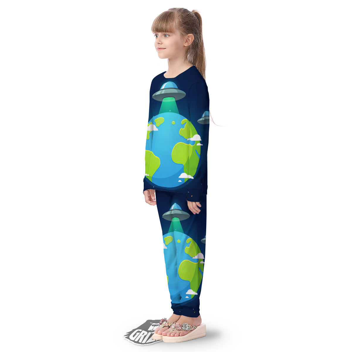 Alien Invasion And Earth Print Kid's Pajamas-grizzshop